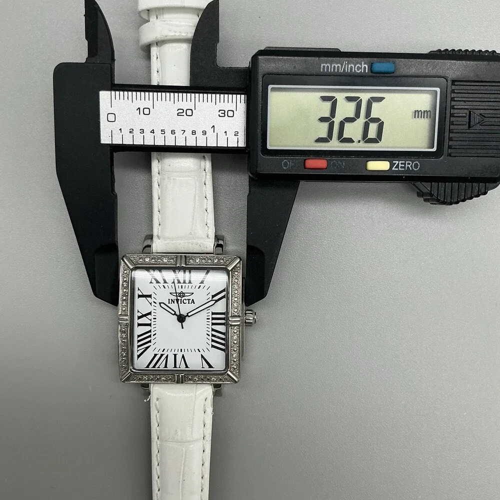 Invicta Wildflower 1210 Womens Watch 33mm Square Silver Tone Leather New Battery